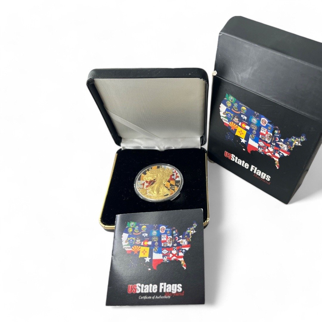 Coffret de 1 oz / Once couleur - Liberty - US flags Maryland - Argent 999.9 - 1 dollar 2015 - USA