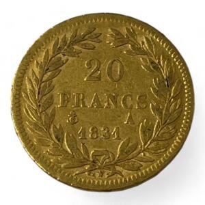 20 Francs Louis-Philippe 1er - Tête nue - 1831 A - Paris - Or