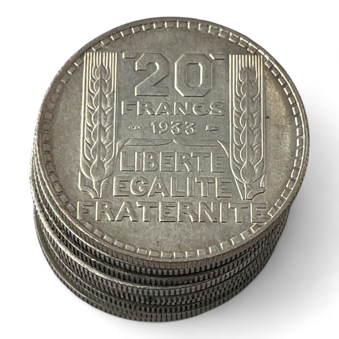 Lot de 10 monnaies de 20 Francs Turin - 20g - Argent 680/1000 - investissement - gold - french coins - patrimoine - inflation - lot monnaies - rare - ecus - numismatique - numismatic - gold coin - splendide - invest - silver - argent - lingot - lingotin - geld - silber - once - oz