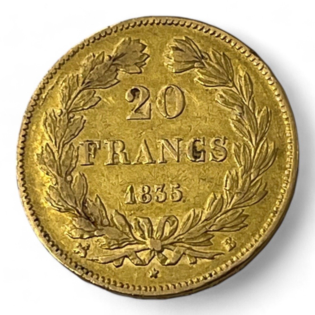 20 Francs Louis-Philippe 1er - Tête laurée - 1835 B - Rouen - Or - RARE – Image 3
