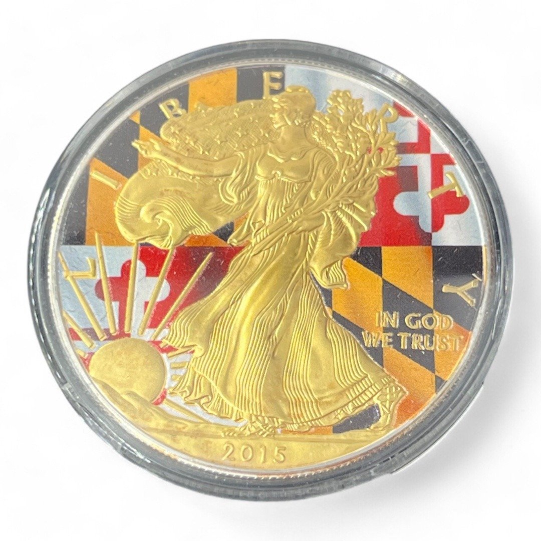 Coffret de 1 oz / Once couleur - Liberty - US flags Maryland - Argent 999.9 - 1 dollar 2015 - USA – Image 2