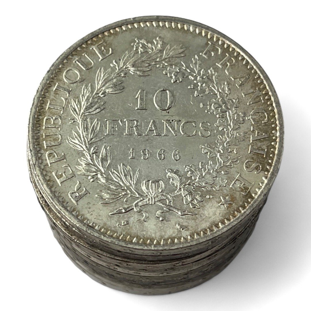 Lot de 10 monnaies de 10 Francs Hercule - 25g - Argent 900/1000 - investissement - gold - french coins - patrimoine - inflation - lot monnaies - rare - ecus - numismatique - numismatic - gold coin - splendide - invest - silver - argent - lingot - lingotin - geld - silber - once - oz