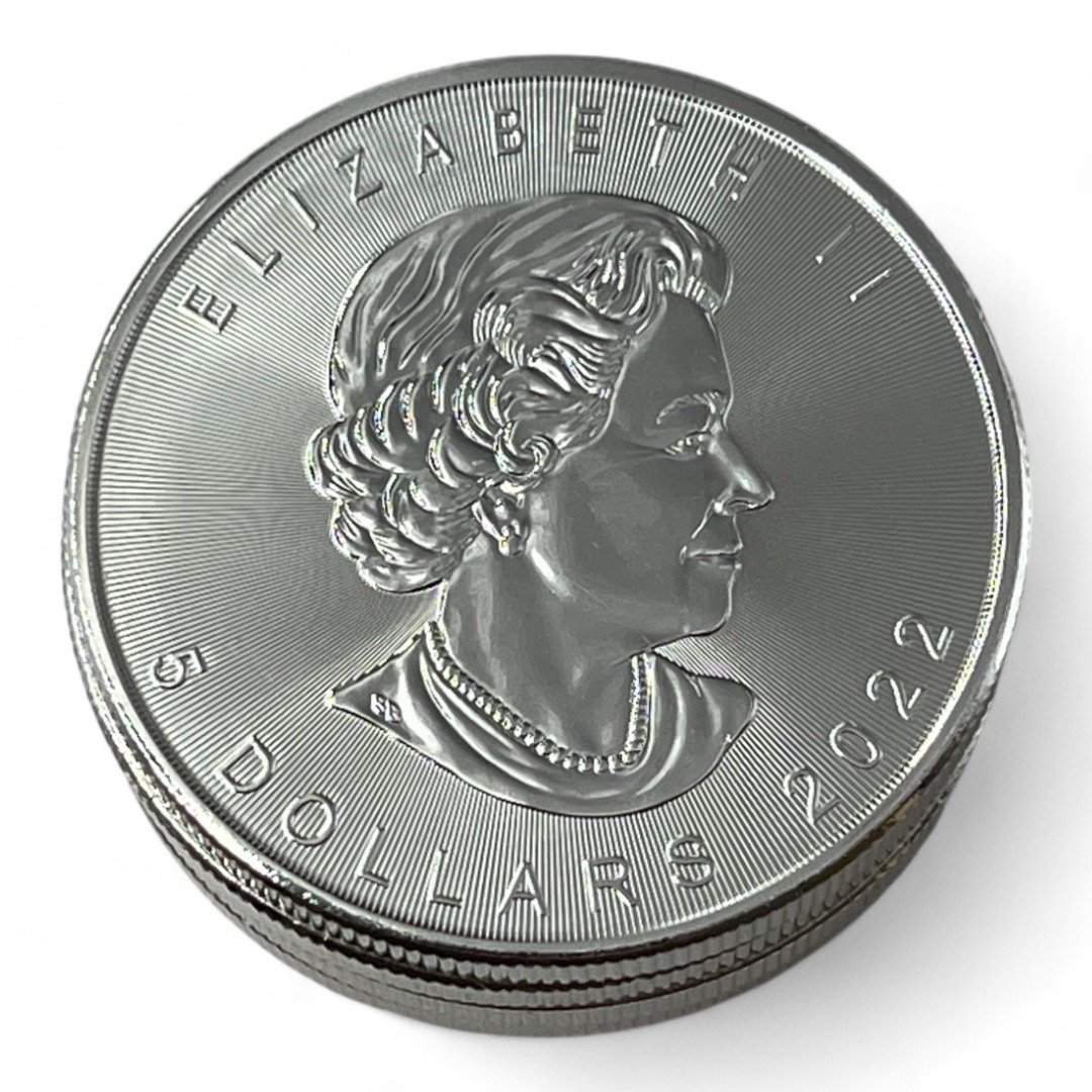 Lot de 5 monnaies - 1 oz / Once - Maple Leaf (31.1 grammes) en Argent 999.9 - 5 dollars 2022 - Canada – Image 2