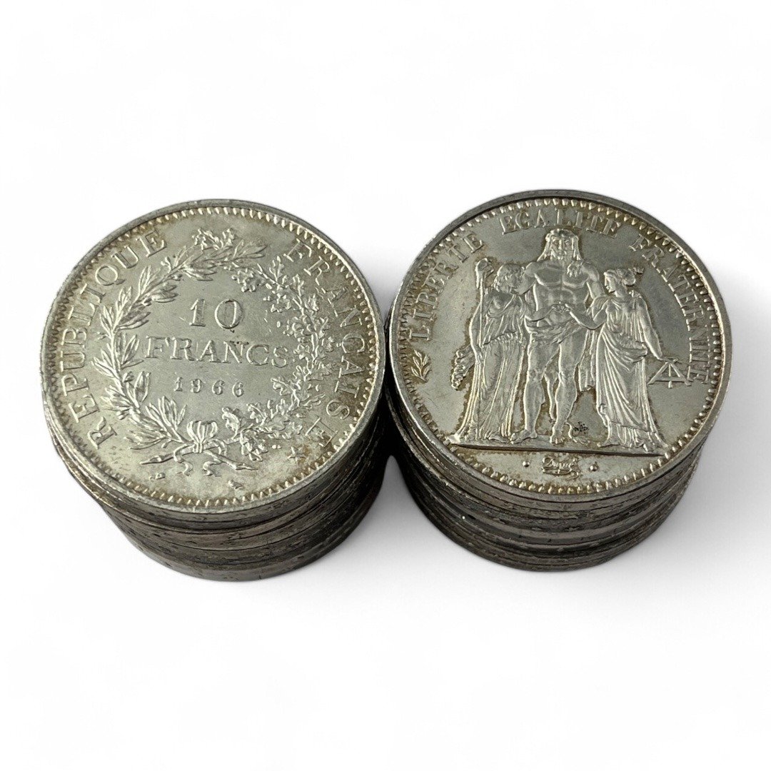 Lot de 20 monnaies de 10 Francs Hercule - 25g - Argent 900/1000 - investissement - gold - french coins - patrimoine - inflation - lot monnaies - rare - ecus - numismatique - numismatic - gold coin - splendide - invest - silver - argent - lingot - lingotin - geld - silber - once - oz