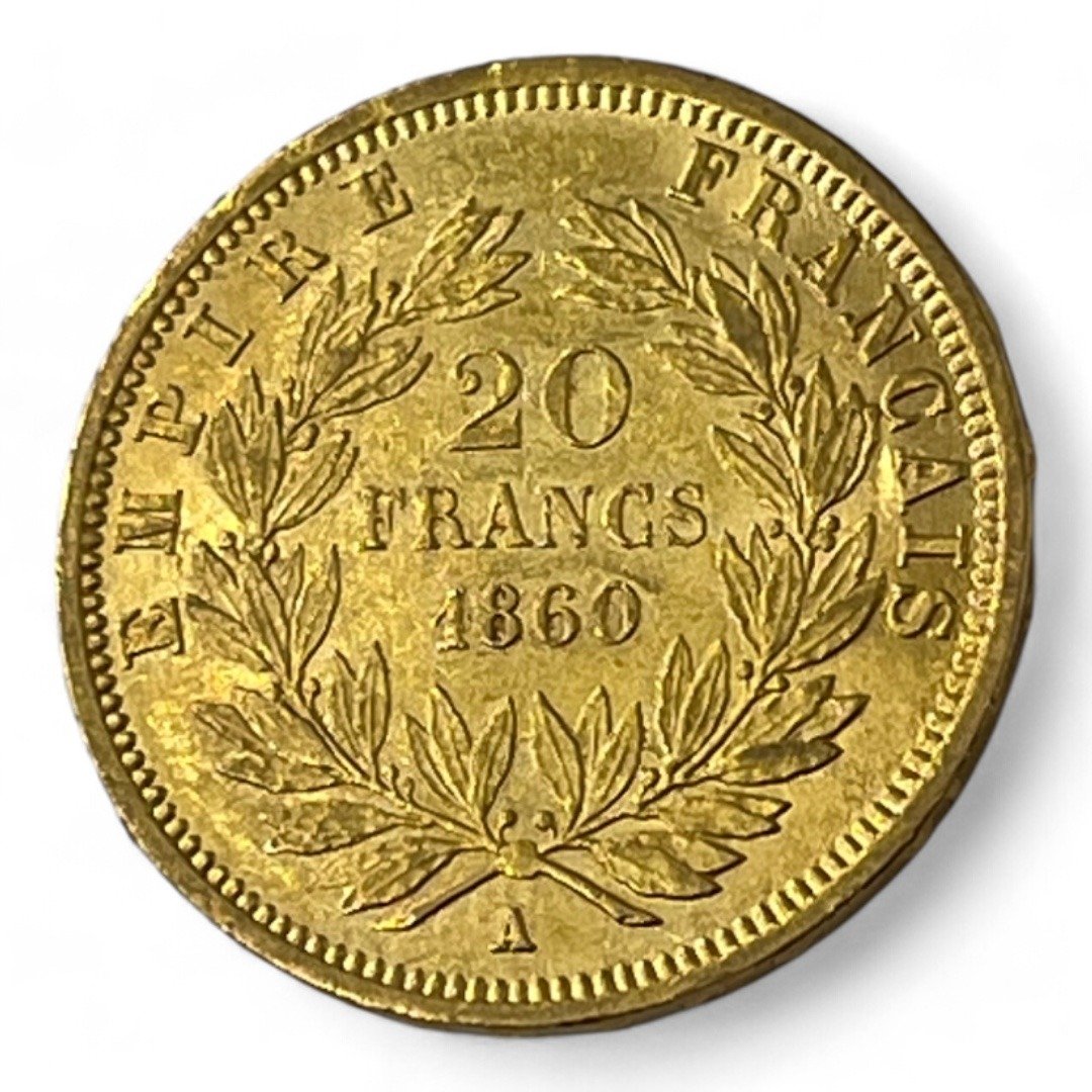 20 Francs Napoléon - Tête nue - 1860 A - Paris - Or – Image 3
