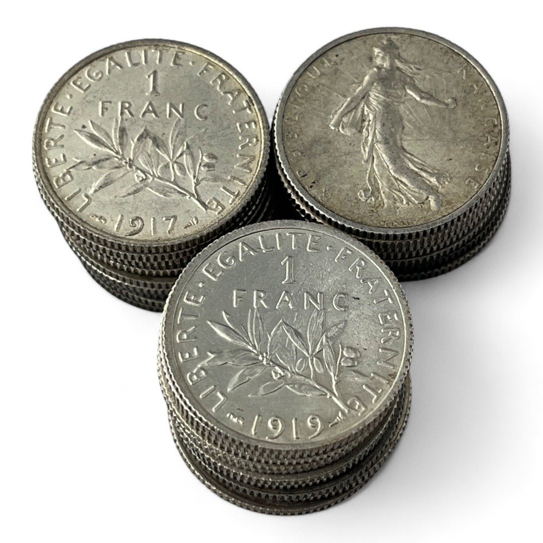 Lot de 30 monnaies de 1 Franc Semeuse - 5g - Argent 835/1000 - investissement - gold - french coins - patrimoine - inflation - lot monnaies - rare - ecus - numismatique - numismatic - gold coin - splendide - invest - silver - argent - lingot - lingotin - geld - silber - once - oz