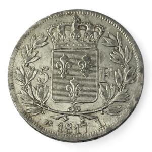 5 Francs Louis XVIII - 1817 L - Bayonne - Argent - qualité, splendid, superbe, splendide, FDC, MS, Louis, silver, french coins - numismatique - numismatic, royal, charles, silber