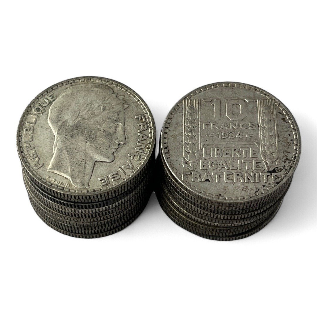 Lot de 20 monnaies de 10 Francs Turin - 10g - Argent 680/1000 - investissement - gold - french coins - patrimoine - inflation - lot monnaies - rare - ecus - numismatique - numismatic - gold coin - splendide - invest - silver - argent - lingot - lingotin - geld - silber - once - oz