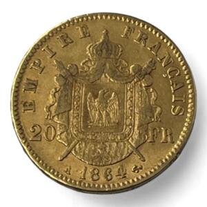 20 Francs Napoléon - Tête laurée- 1864 A - Paris - Or