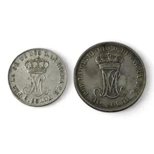 5 + 10 soldi - Marie Louise - Duché de Parme - 1815 - Argent