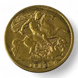 1/2 souverain - George V - Royaume-uni - 1914 -3.95g - Or