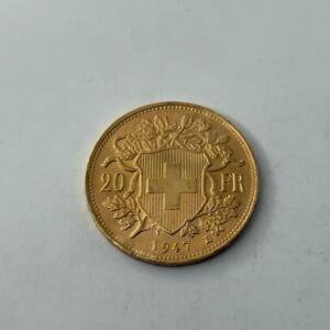 20 Francs Suisse - Helvetia - 1947 B - Or 900